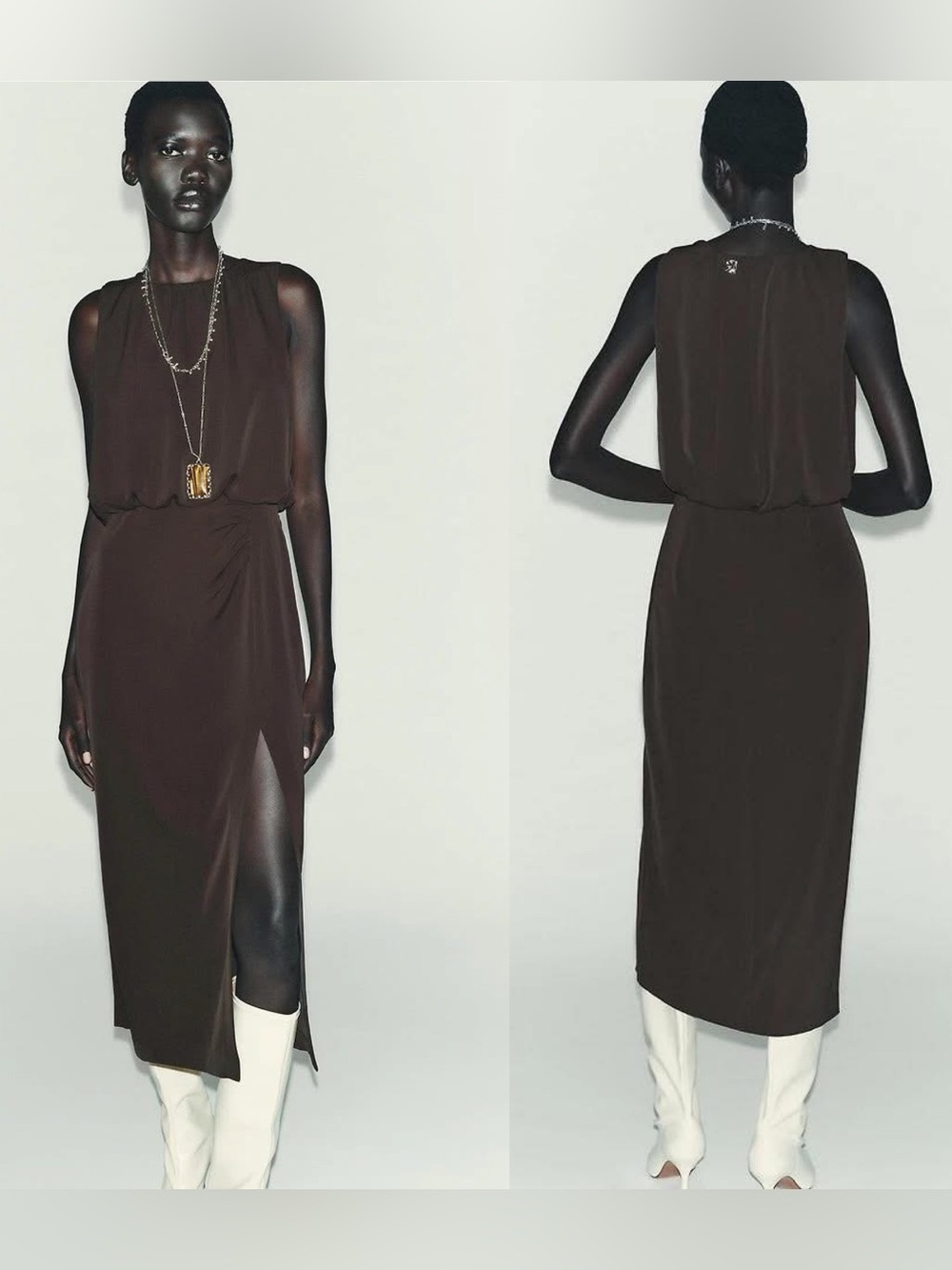 ZARA NWT! Sleeveless Brown Maxi‎ Dress - Elegant Women’s Dress
